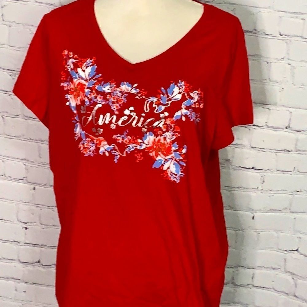 St. John’s Bay Red America T-Shirt - 0X